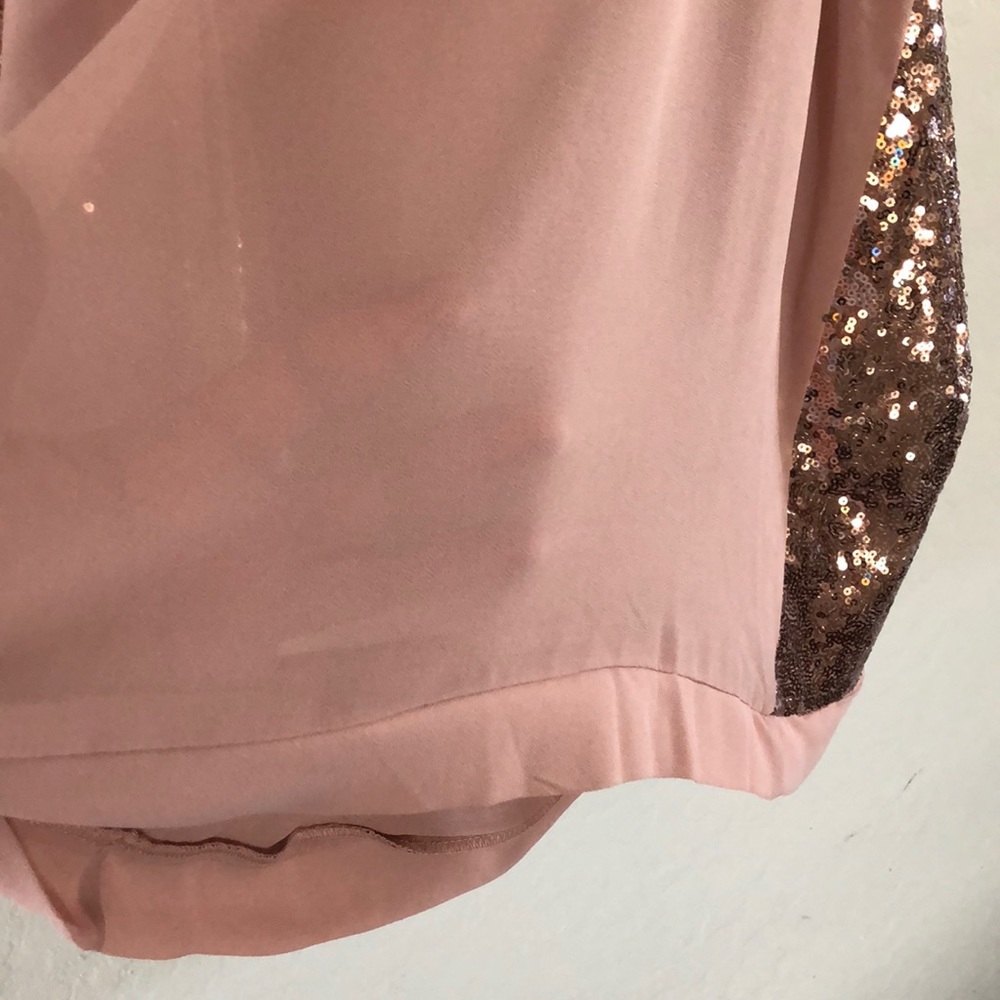 Blush Colored Sequence Glitter Chiffon Top - Picture 8 of 8